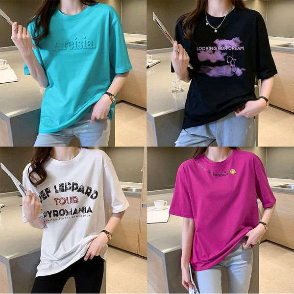 

women's t-shirt 19 styles looking for dream summer t shirt women short sleeve woman tshirts cotton 100% oversized cute bear ladies top, White