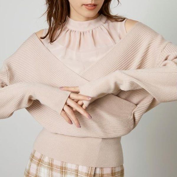 

women's sweaters japan style shoulder strapless sweater women stand collar long sleeve pull femme elegant office lady knit, White;black