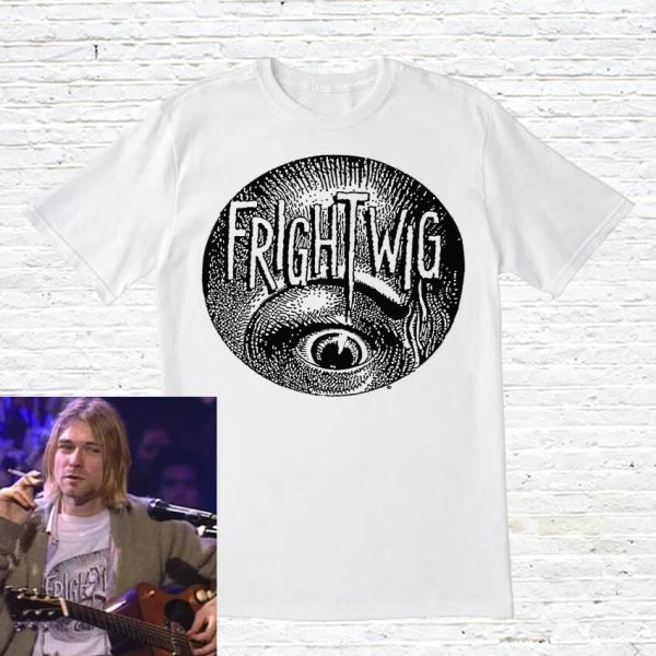 

frightwig t-shirt (worn by kurt cobain), White;black