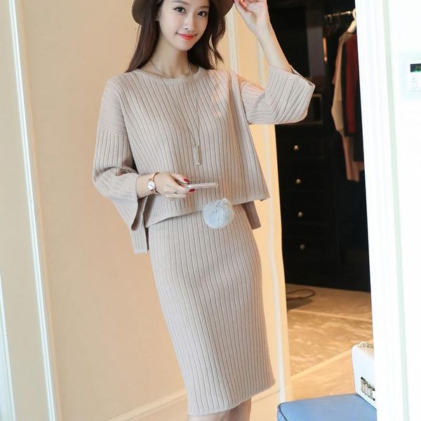 

women's sweaters 5812 real s, vertical stripes, slim set, knitted skirt, 73-1f06, White;black