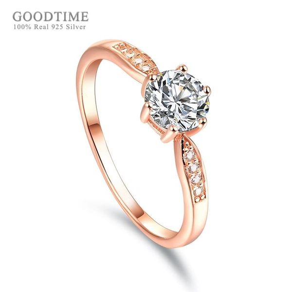 

wedding rings fashion ring 925 sterling silver women rose gold luxury zirconia rhinestone for girl party dress up, Slivery;golden