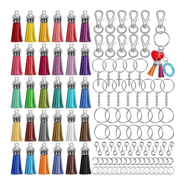 

hooks & rails 270pcs keychain rings for craft with tassels,extender chain,jump and eye pins,for making supplies