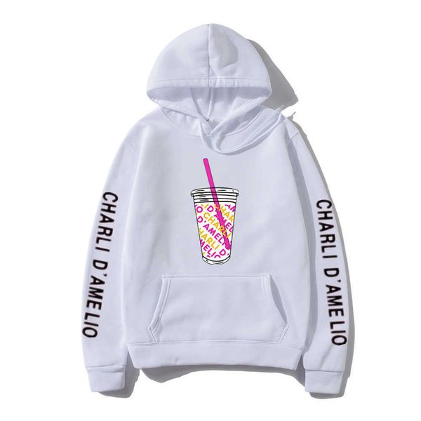 Harajuku Ice Coffee Splatter Hoodies Sweatshirts Männer und Frauen übergroße Hoodie Charli DAmelio Pullover Unisex Kostüm Trainingsanzug Y0816