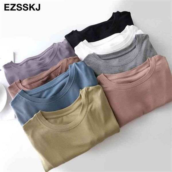 

autumn winter bottom cotton long sleeve o-neck t shirt women sleeve casual basic shirt solid color ee female 210720, White