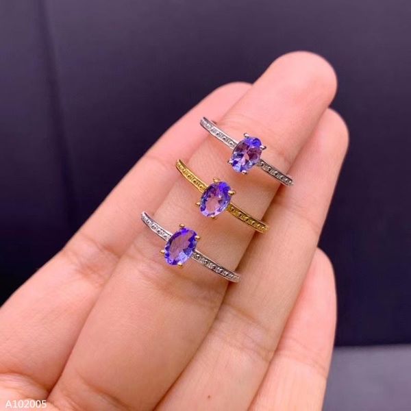 

cluster rings jewelry 925 sterling silver natural tanzanite girl ring mini small oval cut luxury gold support re-examination, Golden;silver