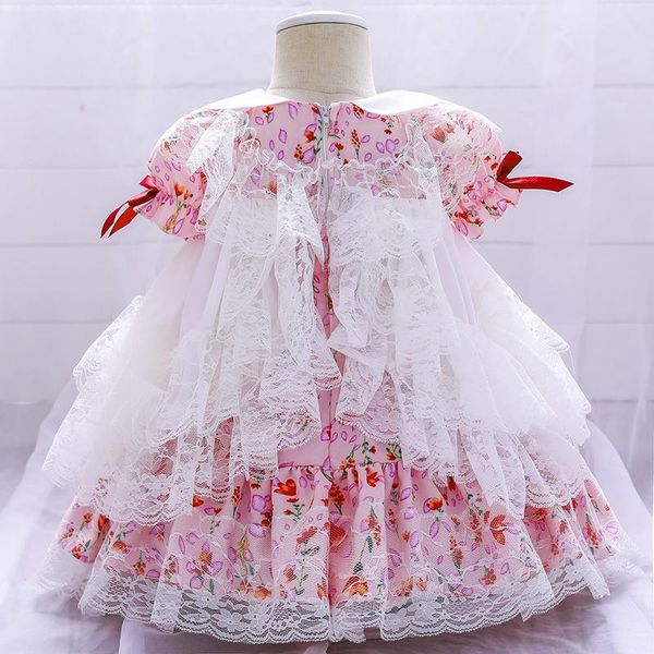 

girl's dresses 1-5 years born lolita style 1 year birthday dress for baby girl clothes princess baptism infant vestidos flower, Red;yellow