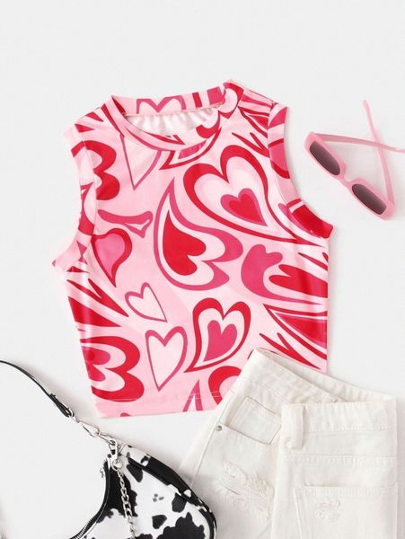 

heart print tank f8ka#, White