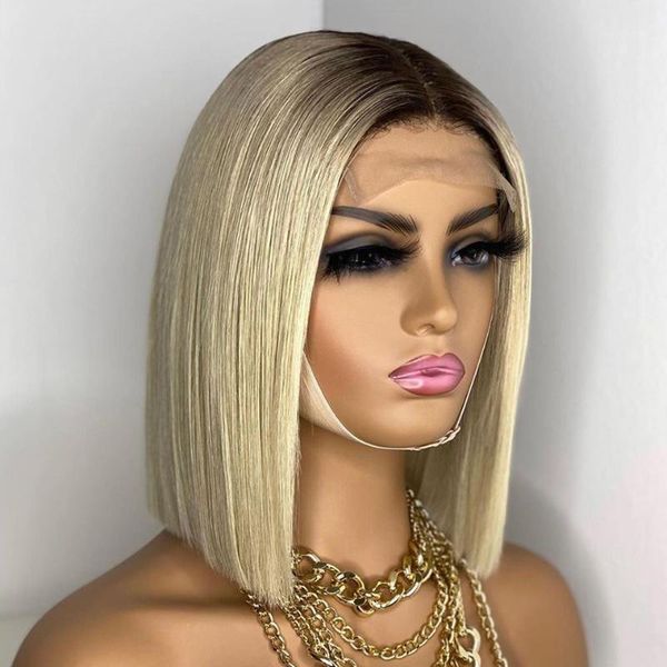 

4x4 ombre t1b/4 150% short bob lace closure wig human hair wigs color brazilian remy for black women pre plucked1, Black;brown