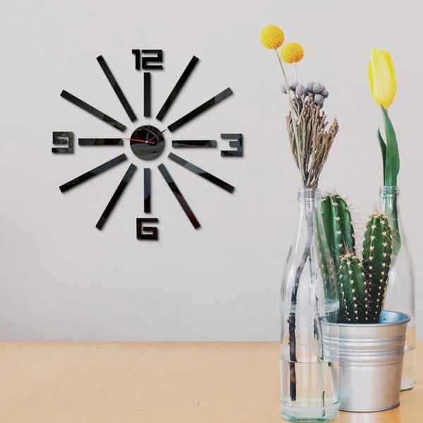 

modern diy small number wall clock 3d mirror surface sticker home decor clocks