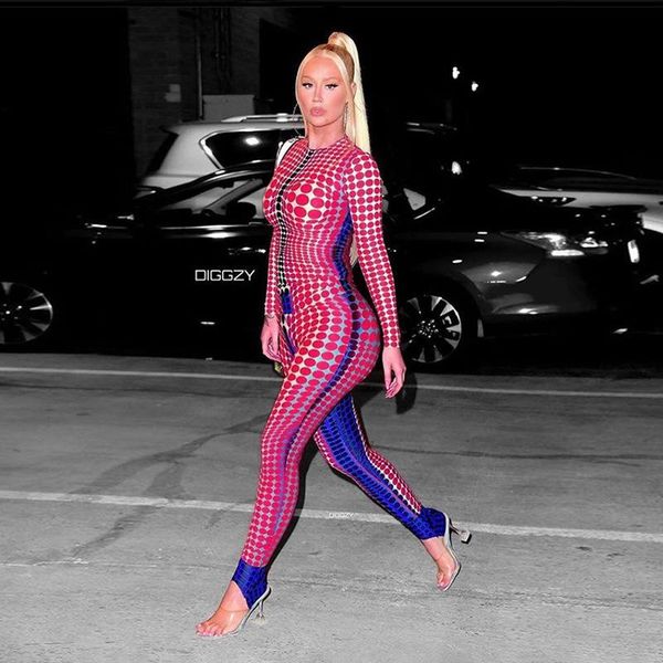 

women's jumpsuits & rompers dpsde 2021 women club party style long sleeve round neck dot zipper pants, Black;white