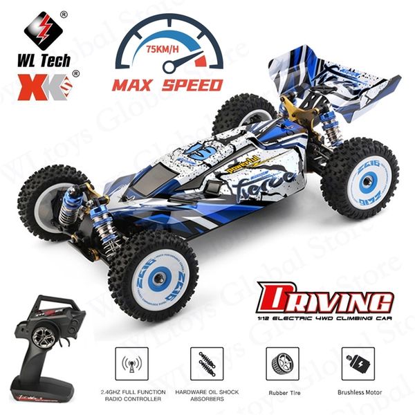 Wltoys 124017 124018 124019 RC Car 2.4G Elétrico Brushless 4WD 75km / h de alta velocidade Desligado Drift Remoto Brinquedos para Crianças 220315