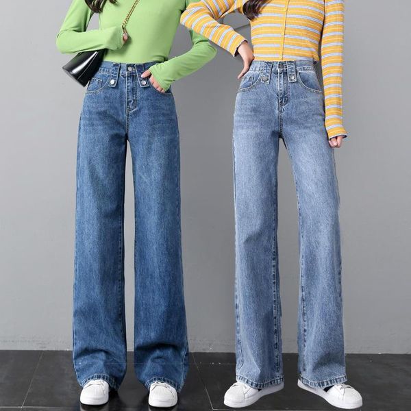 

women's jeans spring high waist female wide leg pants elastic boyfriend women casual loose streetwear large size mom q2425, Blue