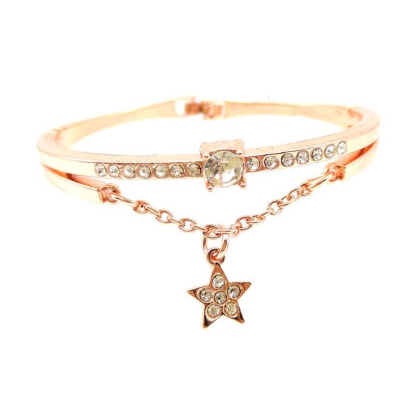 

hand catenary straight korean version simple five pointed star inlaid diamond bracelet versatile temperament bracelet net red girl student, Golden;silver