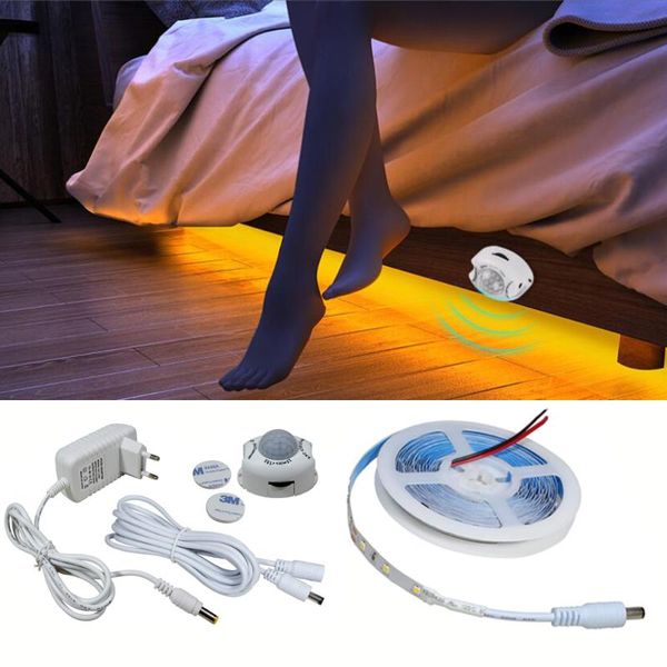 

strips 12v kit motion sensor light led pir night 2835 smd strip for under bed stairs closets