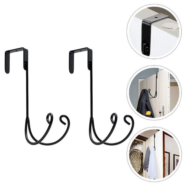 

hooks & rails 2pcs removable metal hangers double-head mental storage racks iron