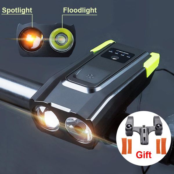 

4000mah smart induction bicycle front light usb rechargeable cycling headlight with horn 800lm led bike lamp accessories lights