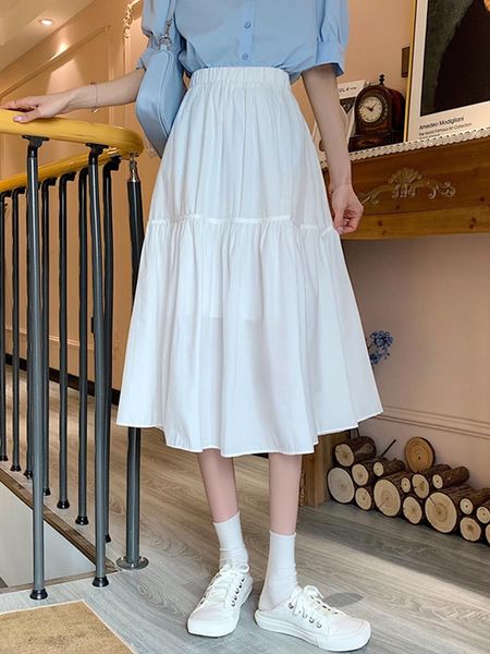 

summer 2021 women's mid-length umbrella skirt high-waisted a-line skirts, Black