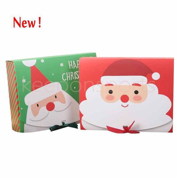 

2021 christmas eve big gift box santa & fairy design papercard kraft present party favour activity box red green