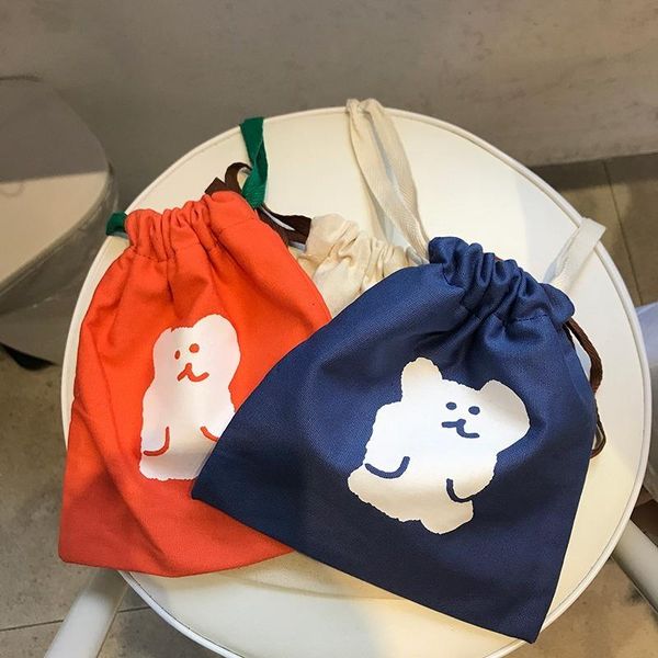 

cute bear drawstring pocket cosmetics finishing storage bag ins simple portable make-up travel toiletry cosmetic bags & cases