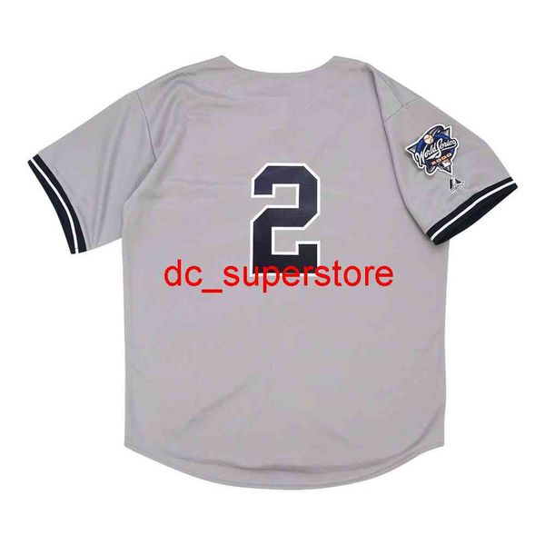 Пользовательские шитья Дерек Джетер 2000 World Series Road Jersey Men Women Youth Baseball Jersey XS-6XL