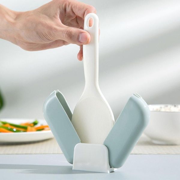 

kitchen standable scoop holder dustproof rice spoon storage rack pp dust cover & organization