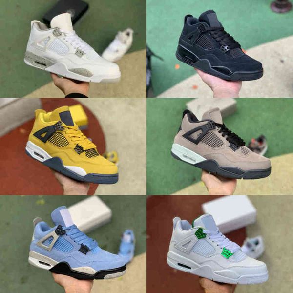 

university blue 4 4s basketball shoes mens women cream sail lightnings white cement cat jordÃ¡n union taupe haze bred what, Black