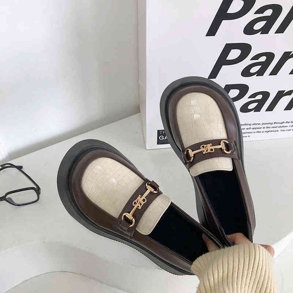 

sandals british style small leather shoes women 2021 japanese jk net red ins wild retro thick-soled big head single b5ss, Black
