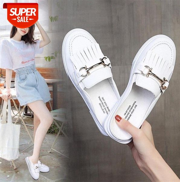 

genuine leather toe cap sandals and slippers for women's outer wear #5w27, Black