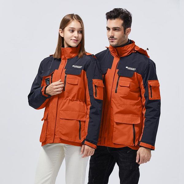 

men's jackets 2021 winter couple jacket three-in-one detachable windproof casual s-4xl windbreaker chaqueta hombre, Black;brown
