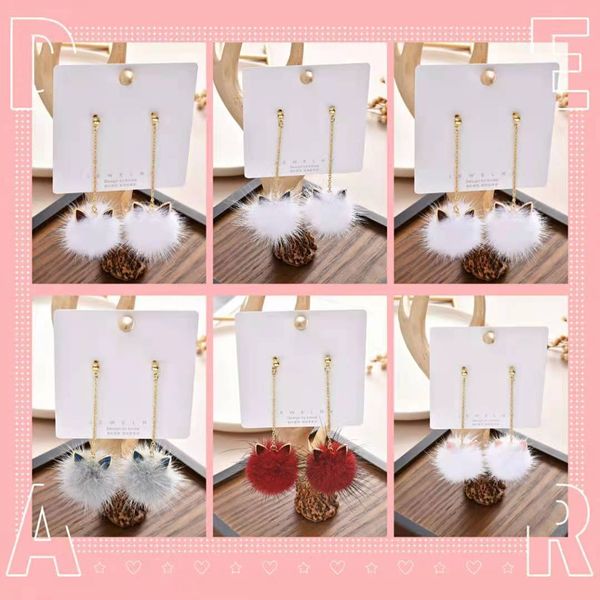 

925 silver needle new cat ear hair ball earrings and earrings