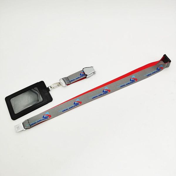 

cross body russian ural airlines airplane seat belt buckle lanyards pilot flight crew license id staff card holder keys string sling gift