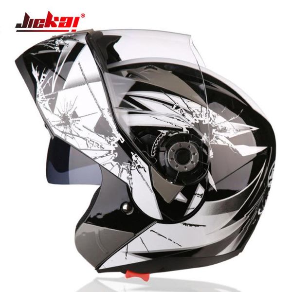 

motorcycle helmets jiekai motorbike helmet flip up with inner safety sun visor double lens modular motocross full face