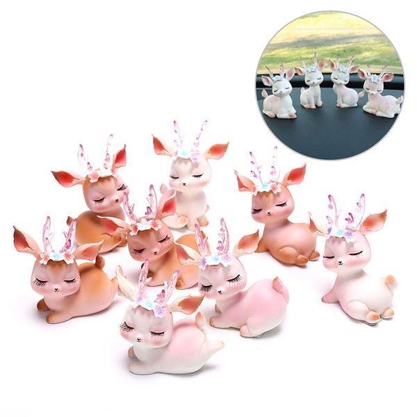 

super cute mini sika deer figurines resin craft miniature fairy garden decor cake ornament home decoration decorative objects &