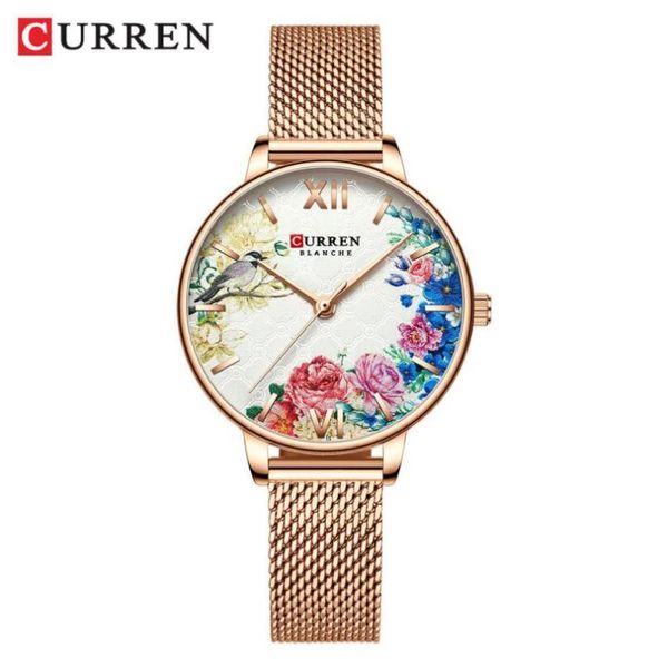 

wristwatches women watches curren black clock stainless steel mesh quartz wristwatch female casual charm watch for ladies relogios feminino, Slivery;brown