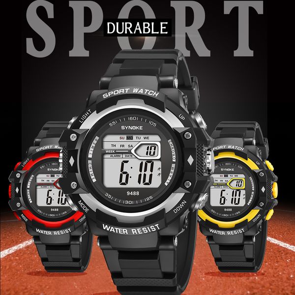 

fashion sports led digital watches for women multifunctional electronic tpu plastics band water resistent 50m wrist watch for school student, Slivery;brown