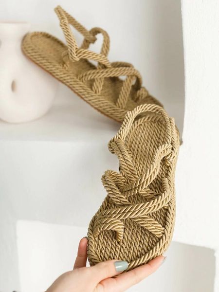 

sandals women's 2021 season fashion trend luxury comfortable straw rope slippers gold black beige mink colors