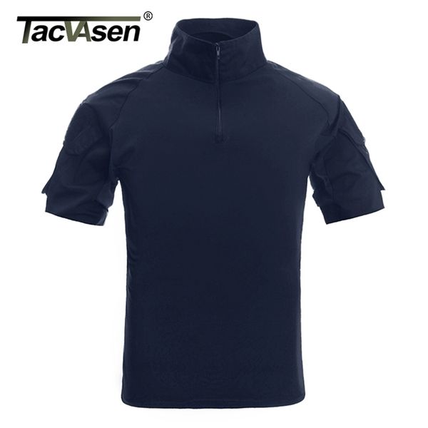 Tacvasen Mens Camuflagem Tactical T Camisas Verão Manga Curta Airsoft Exército Combate Camisetas Performance Tops Vestuário Militar 210716