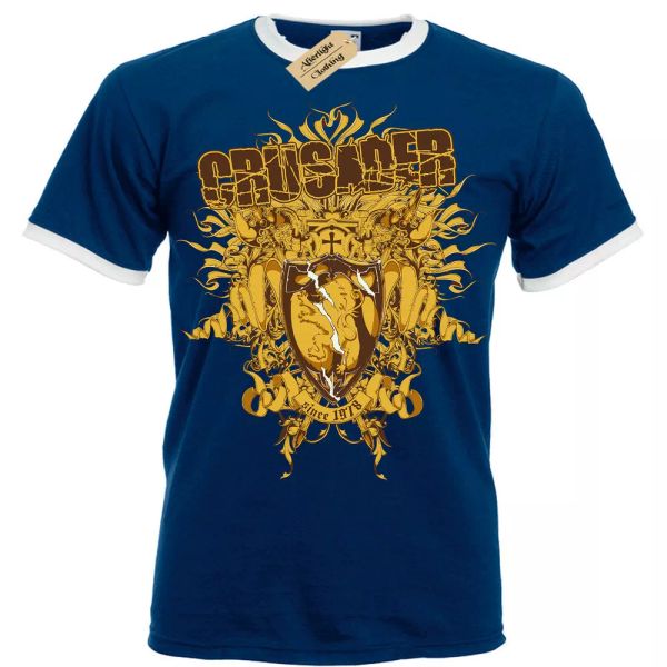 

cruzado camiseta hombre ringer, White;black