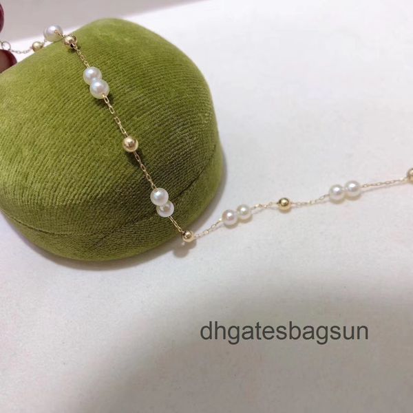 

18k gold pearl bracelet 3.5-4mm mini akoya sea water star vo3g, Black