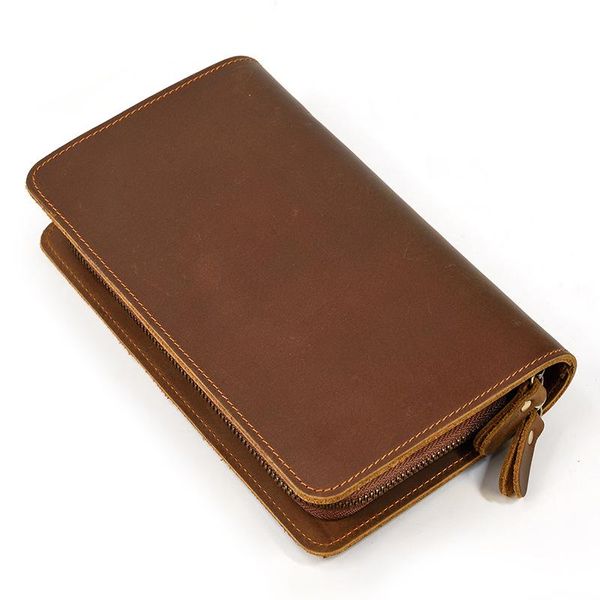 

men genuine leather wallet double zipper luxury business male clutch bag long coin purse phone pocket wallets, Red;black