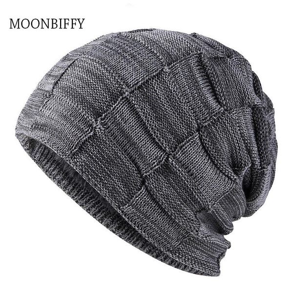 

beanies autumn/winter versatile two-color square pullover for men knitted hat plus velvet ear protection to keep warm