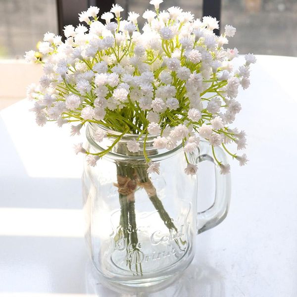 Ghirlande di fiori decorativi 1 Mazzo di fiori artificiali Decorazione di nozze Fiorellino bianco Scena Vaso Giardino Decorazioni per la casa 20 cm Babysbreath Bouquet