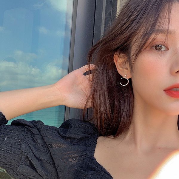 

70% off eight star moon earrings female korean simple versatile personality asymmetric 4b05, Silver