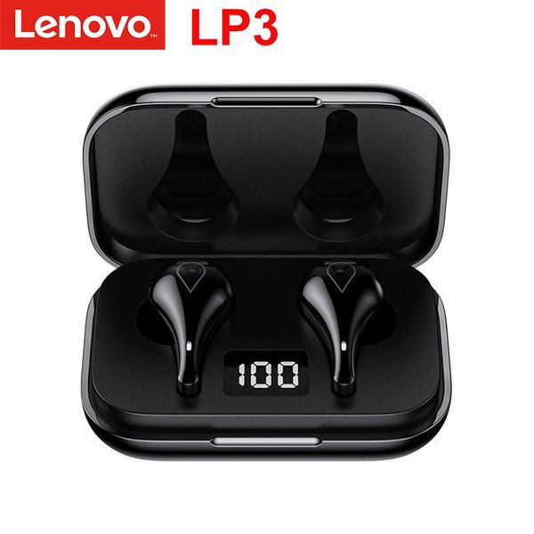 

headphones & earphones lenovo lp3 wireless bluetooth 5.0 headphone led display waterproof tws headsets low latency stereo bass gaming earbud