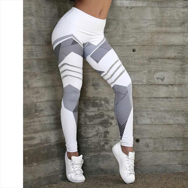 

printing polyester high waist women leggings ankle length pants breathable knitted slim fitness, Black