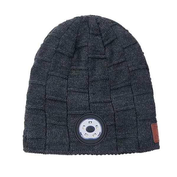 

cycling caps & masks bluetooth beanie hat led lighting wireless rechargeable knitted musical cap lighted winter warm, Black