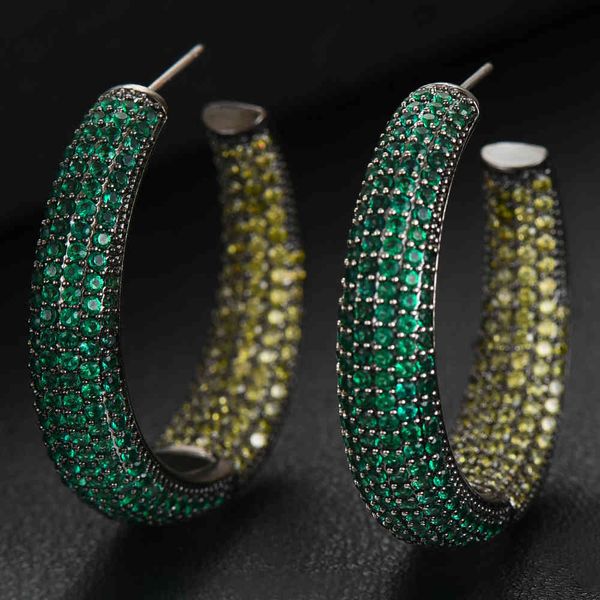 

missvikki luxury trendy dubai style hoop earrings for noble women bridal wedding party show boucle d'oreille femme high quality, Black