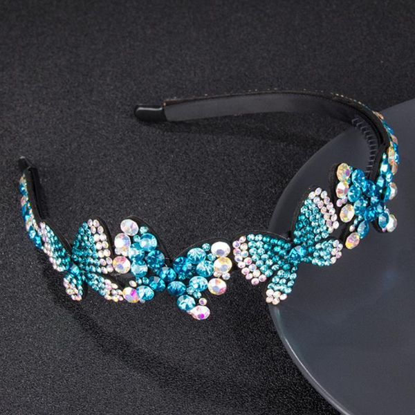 

fashion cute color butterfly head wear headband for women rhinestone non-slip border girl hairpin fancy hair accessories gift clips & barret, Golden;silver