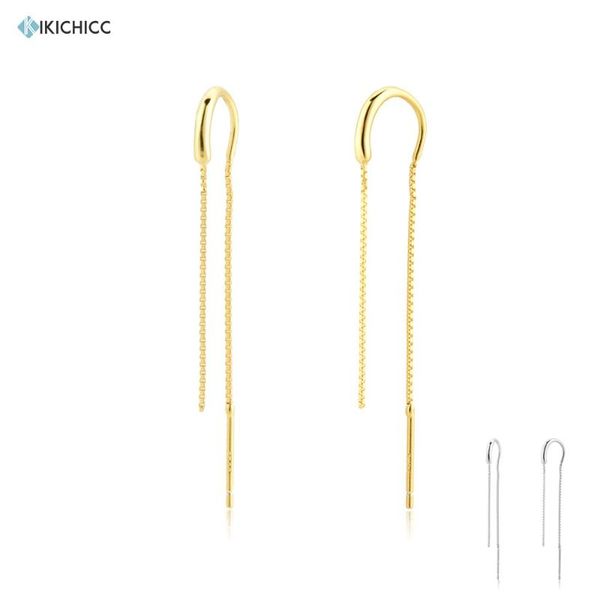 

dangle & chandelier kikichicc european 925 sterling gold 65mm thread chain earring drop circle 2021 women fashion rock punk jewelry for, Silver