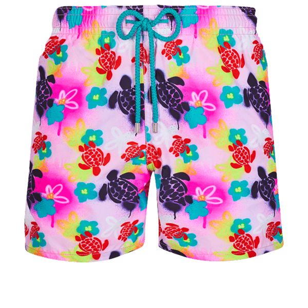 

vilebre men's shorts men swimwear stretch turtles flowers new summer casual pants fashion style mens bermuda beach shorts 8492, White;black